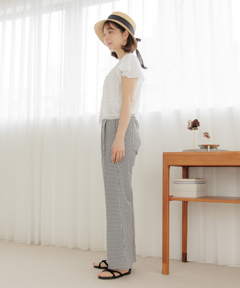 gingham flare pants ギンガムフレアパンツ 60%OFF】gingham flare pants～ｷﾞﾝｶﾞﾑﾌﾚｱﾊﾟﾝﾂ | flower