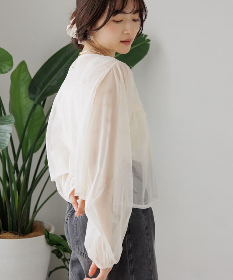 flower　ブロッサムチュールブラウス 20%OFF】blossom tulle blouse～ﾌﾞﾛｯｻﾑﾁｭｰﾙﾌﾞﾗｳｽ | flower