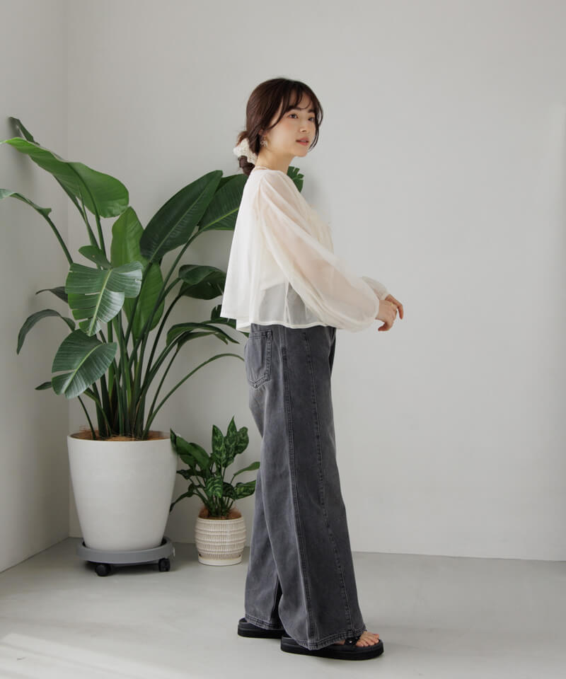 20%OFF】frill tulle blouse～ﾌﾘﾙﾁｭｰﾙﾌﾞﾗｳｽ | flower／フラワー