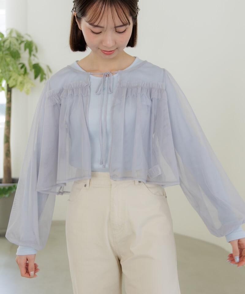 litmus Tulle blouse チュールブラウス / Black Tulle peplum blouse