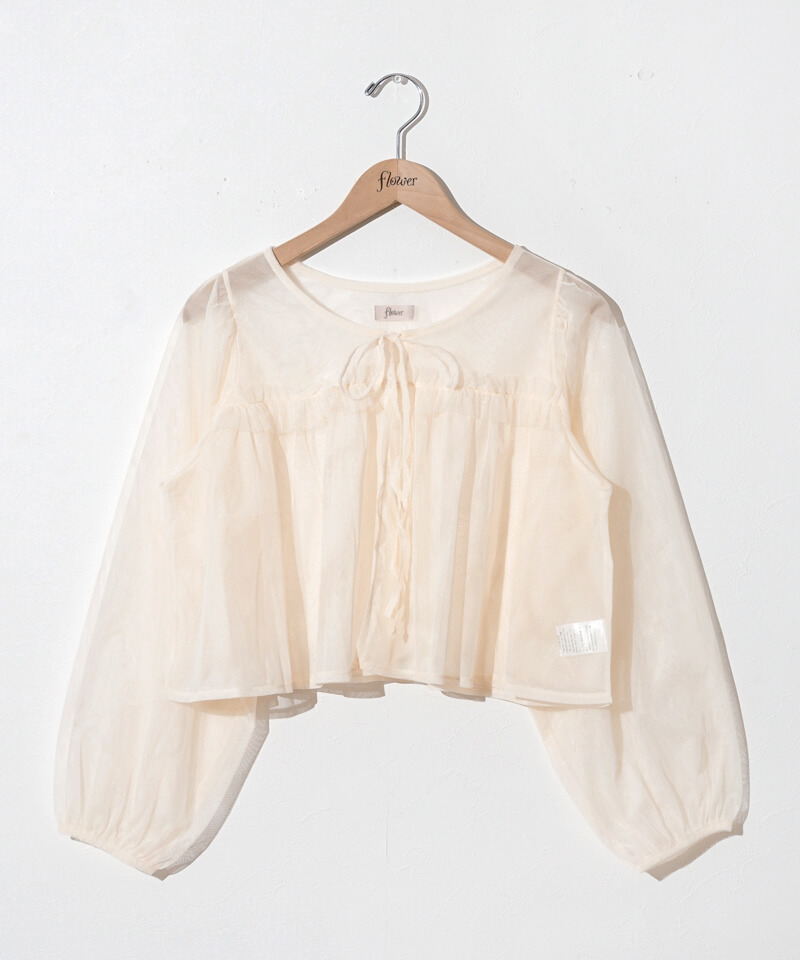 40%OFF】frill tulle blouse～ﾌﾘﾙﾁｭｰﾙﾌﾞﾗｳｽ | flower／フラワー