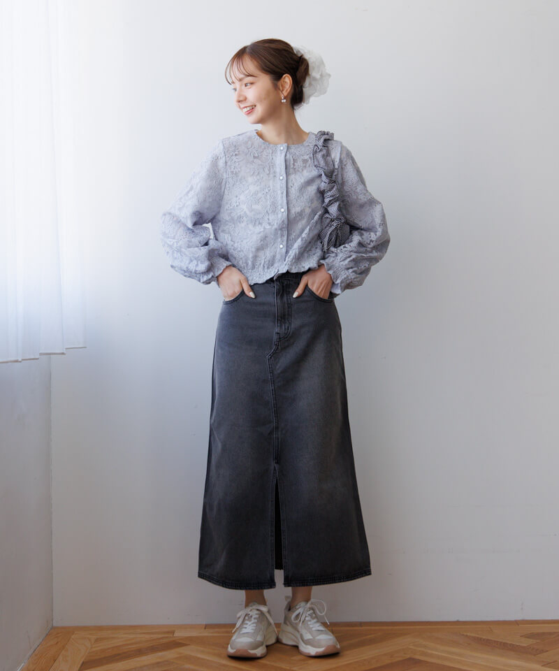 shirring gingham bag～ｼｬｰﾘﾝｸﾞｷﾞﾝｶﾞﾑﾊﾞｯｸﾞ | flower／フラワー