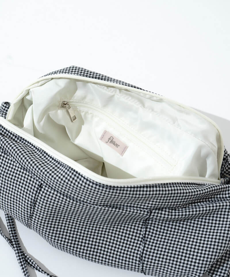 【本物保証】 shirring flower／フラワー | bag～ｼｬｰﾘﾝｸﾞｷﾞﾝｶﾞﾑﾊﾞｯｸﾞ gingham バッグ