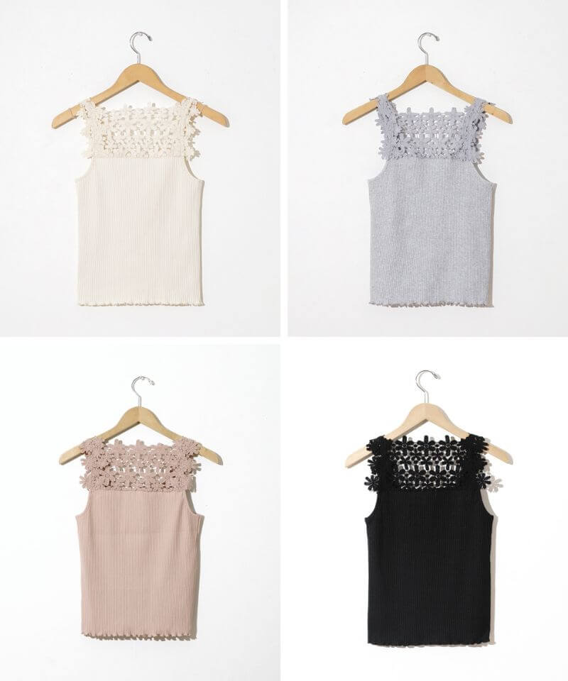 スカルとバラ刺繍レースバックキャミソール back lace cami～ﾊﾞｯｸﾚｰｽｷｬﾐ | flower／フラワー公式通販