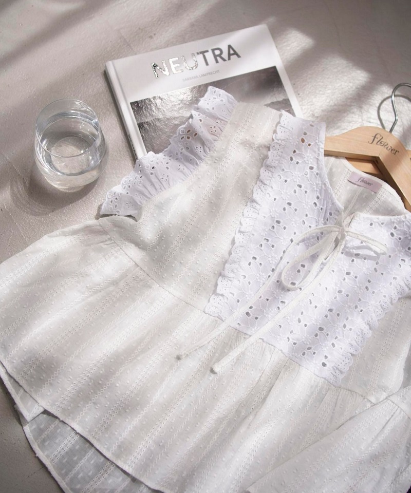 Web完売/flower/コットンフリルトップ cotton frill top～ｺｯﾄﾝﾌﾘﾙﾄｯﾌﾟ | flower／フラワー公式通販