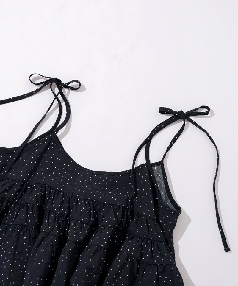 flower lace black velour camisole dress【Delivery in April 2025】