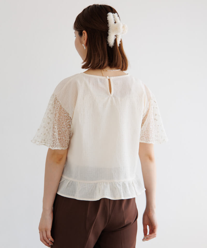 トップス leiwande Flower Bubble Sleeve Top セール】Flower Bubble Sleeve Top（カーディガン/ボレロ
