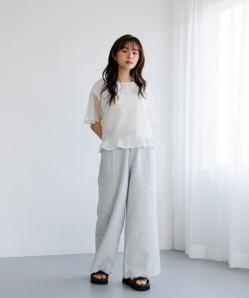 50%OFF】bloom sleeve top～ﾌﾞﾙｰﾑｽﾘｰﾌﾞﾄｯﾌﾟ | flower／フラワー