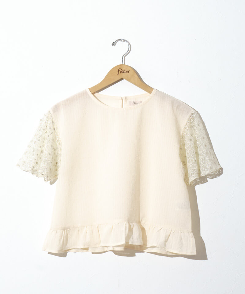 50%OFF】bloom sleeve top～ﾌﾞﾙｰﾑｽﾘｰﾌﾞﾄｯﾌﾟ | flower／フラワー
