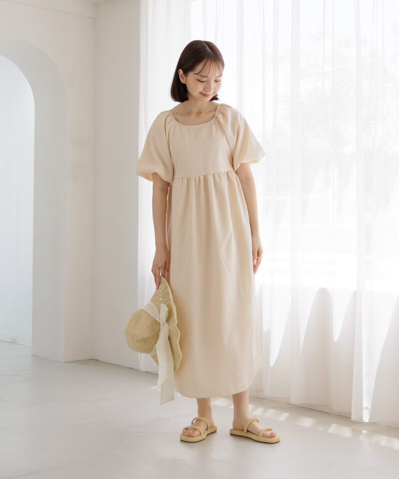ワンピース Flower puff sleeve tiered onepiece Flower puff sleeve tiered one-piece – POPPY
