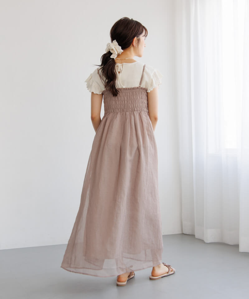 20%OFF】clearness shirring onepiece～ｸﾘｱﾈｽｼｬｰﾘﾝｸﾞﾜﾝﾋﾟｰｽ