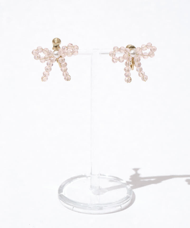 tiny beads ribbon earring~タイニービーズリボンイヤリング | flower tiny beads ribbon earring~タイニービーズリボンイヤリング | flower