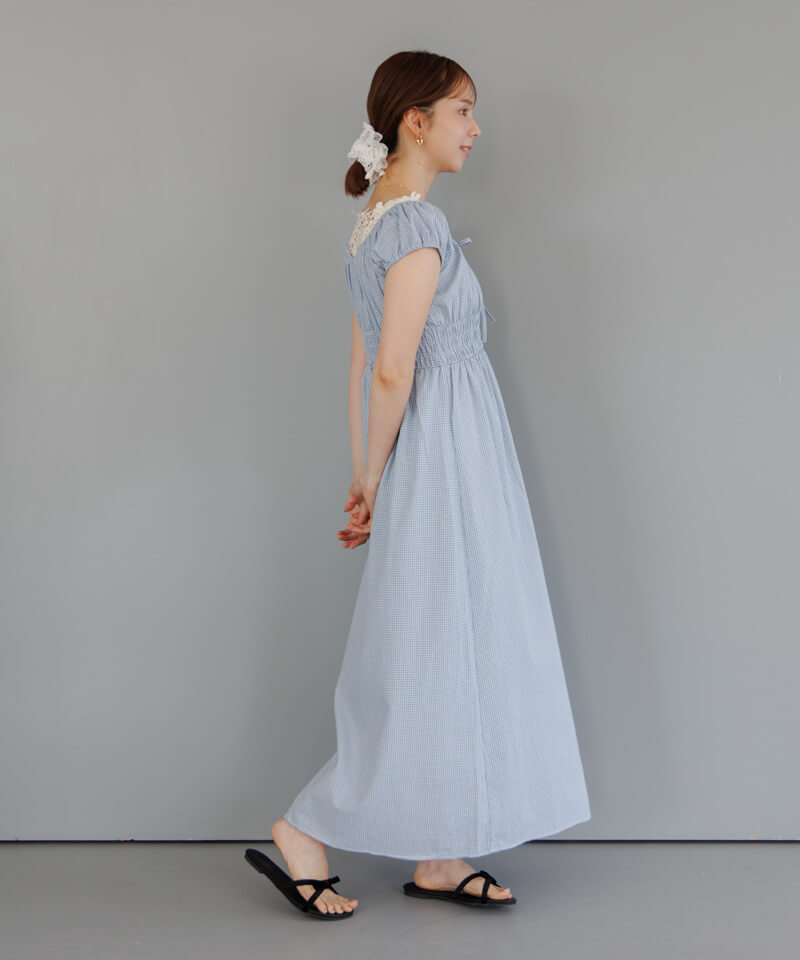 予約商品】chou gingham onepiece～ｼｭｰｷﾞﾝｶﾞﾑﾜﾝﾋﾟｰｽ | flower