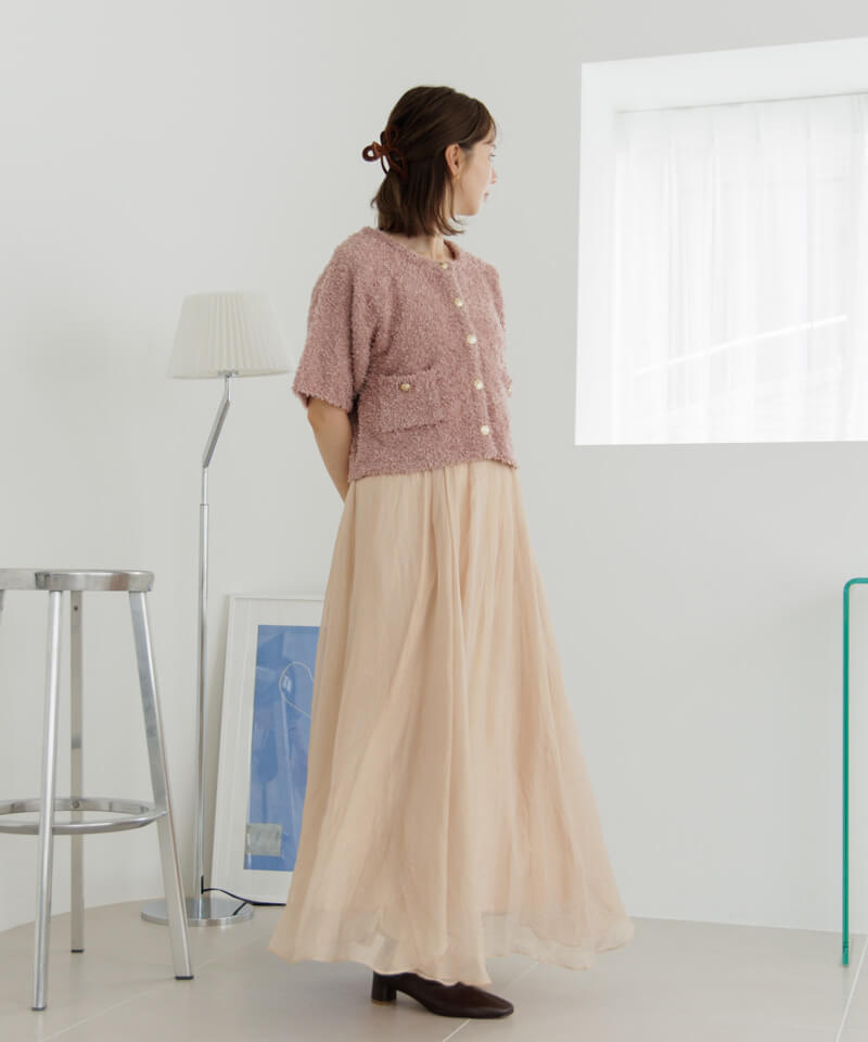 Jemma.atelier New Arrivalスパンコールフラワーニットジレ Jemma