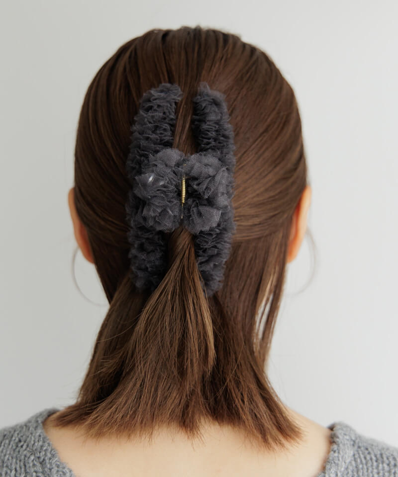 モダンカラー ヘアクリップ チュールヤーン
