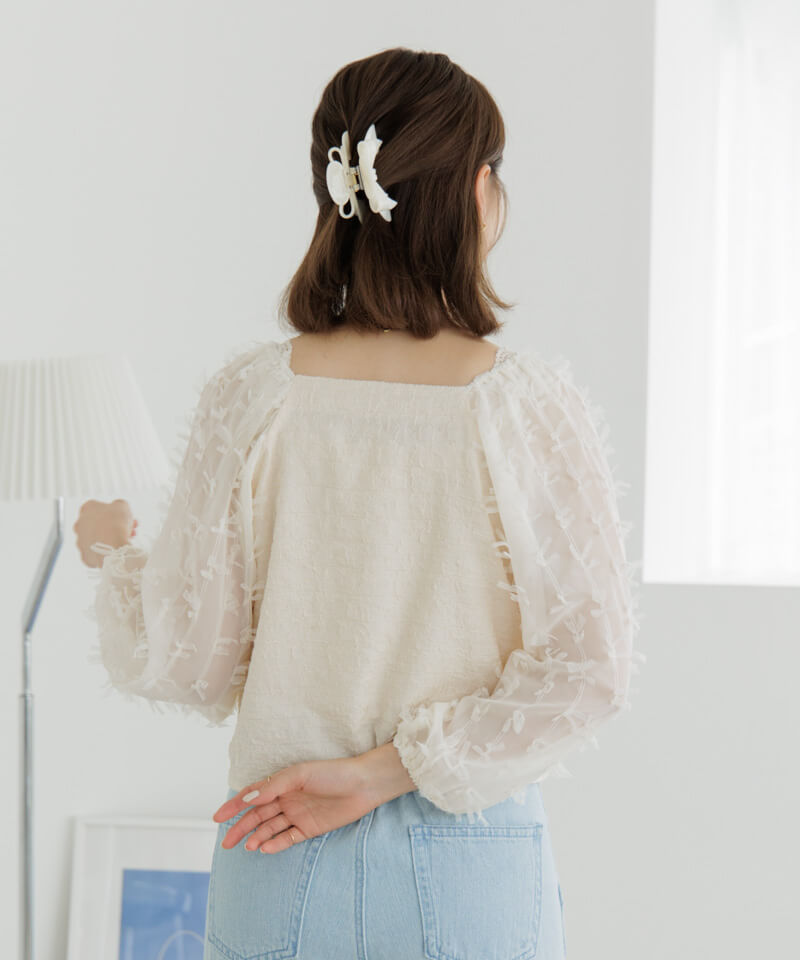 50%OFF】butterfly ribbon top～ﾊﾞﾀﾌﾗｲﾘﾎﾞﾝﾄｯﾌﾟ | flower／フラワー  