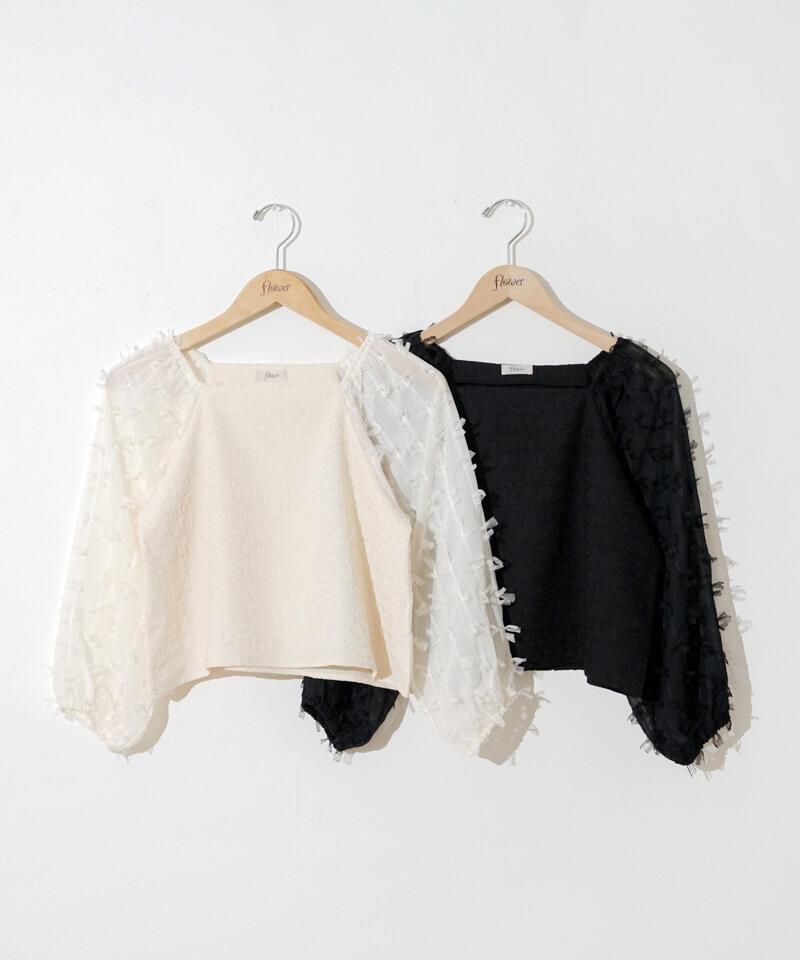 50%OFF】butterfly ribbon top～ﾊﾞﾀﾌﾗｲﾘﾎﾞﾝﾄｯﾌﾟ | flower