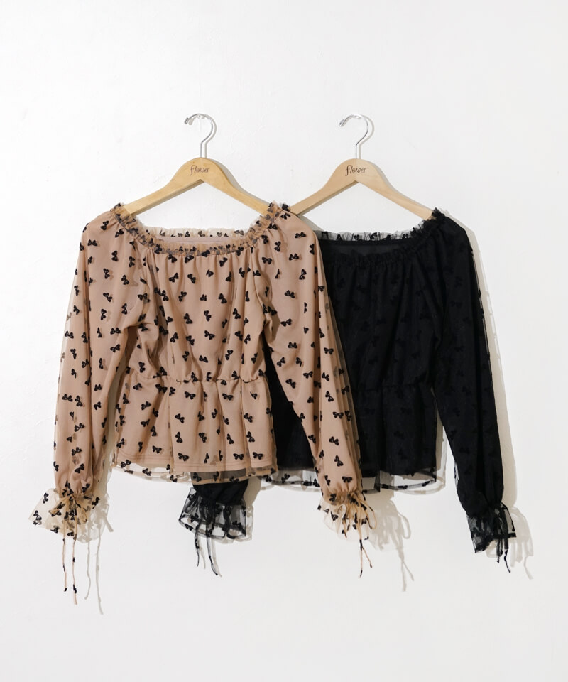 50%OFF】tulle ribbon blouse～ﾁｭｰﾙﾘﾎﾞﾝﾌﾞﾗｳｽ | flower／フラワー公式通販