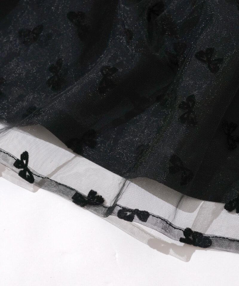 50%OFF】tulle ribbon blouse～ﾁｭｰﾙﾘﾎﾞﾝﾌﾞﾗｳｽ | flower