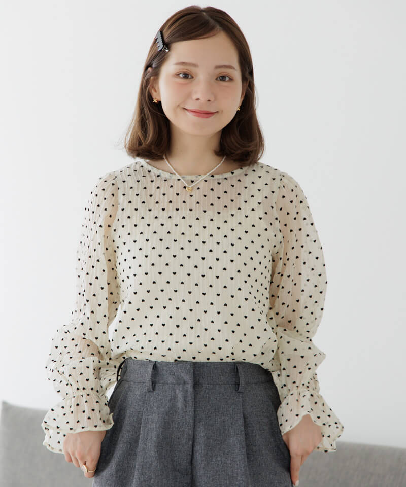 20%OFF】heart balloon blouse～ﾊｰﾄﾊﾞﾙｰﾝﾌﾞﾗｳｽ | flower