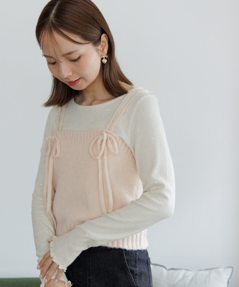 水色 リブプリーツ クロップドトップス FK343 Aunt Marie's tシャツ ハーフスリーブミニプリーツクロップド