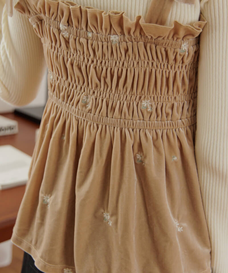 30%OFF】velour embroidery bustier~ベロアエンブロイダリービスチェ 30%OFF】velour embroidery bustier~ベロアエンブロイダリービスチェ