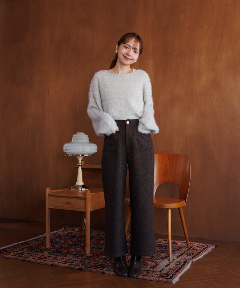 ELFSACK パンツ ズボン フラワー チェック ワイドパンツ ELFSACK パンツ ズボン ボトムス チェック柄 ワイドパンツ