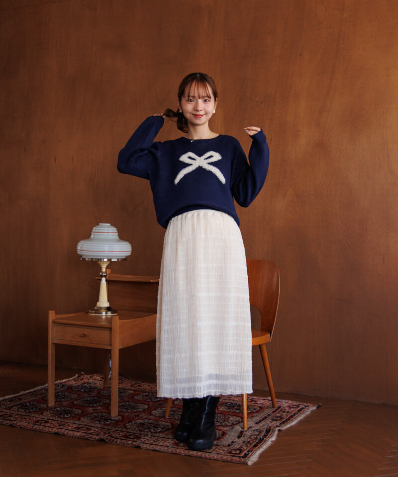50%OFF】popping ribbon knit～ﾎﾟｯﾋﾟﾝｸﾞﾘﾎﾞﾝﾆｯﾄ | flower／フラワー
