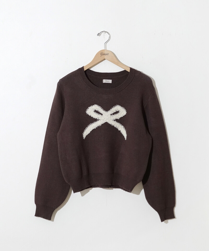 50%OFF】popping ribbon knit～ﾎﾟｯﾋﾟﾝｸﾞﾘﾎﾞﾝﾆｯﾄ | flower／フラワー