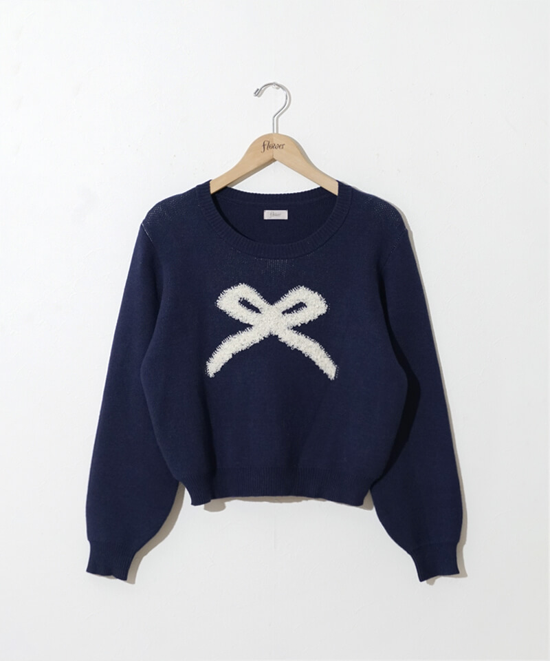 50%OFF】popping ribbon knit～ﾎﾟｯﾋﾟﾝｸﾞﾘﾎﾞﾝﾆｯﾄ | flower／フラワー