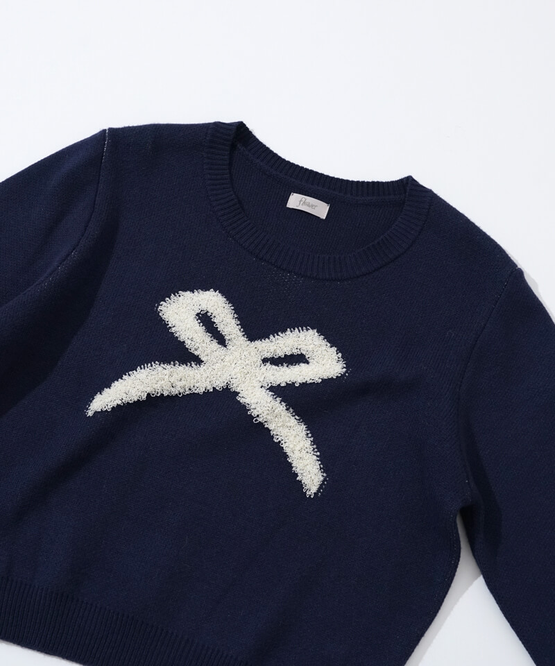 50%OFF】popping ribbon knit～ﾎﾟｯﾋﾟﾝｸﾞﾘﾎﾞﾝﾆｯﾄ | flower／フラワー