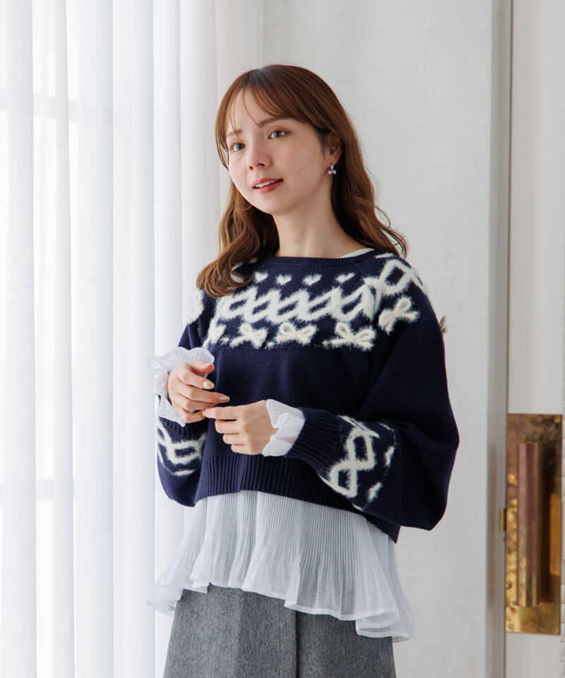 ニット セーター チャーミングノルディックニット レディース flower（ファッション） ニット セーター チャーミング