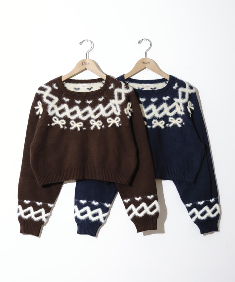人気 ブランド チェック 30%OFF】charming nordic knit～ﾁｬｰﾐﾝｸﾞﾉﾙﾃﾞｨｯｸﾆｯﾄ | flower ニット/セーター