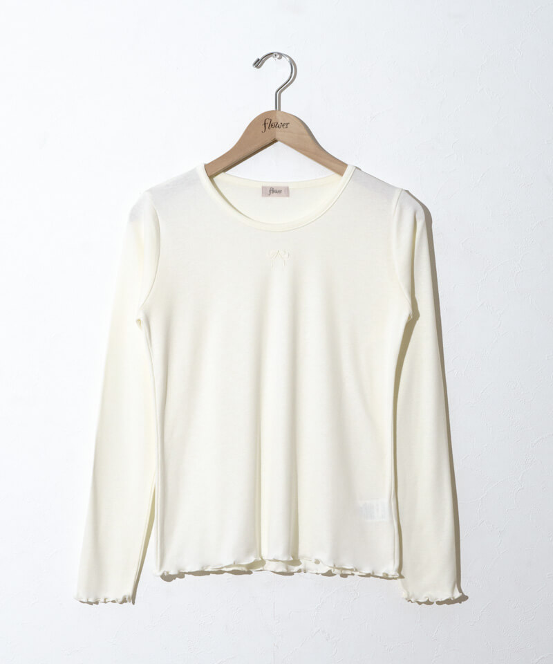 ヌキテパ　エンブロイダリースリーブレストップ 20%OFF】ribbon embroidery L/S2～ﾘﾎﾞﾝｴﾝﾌﾞﾛｲﾀﾞﾘｰﾛﾝｸﾞｽﾘｰﾌﾞ2