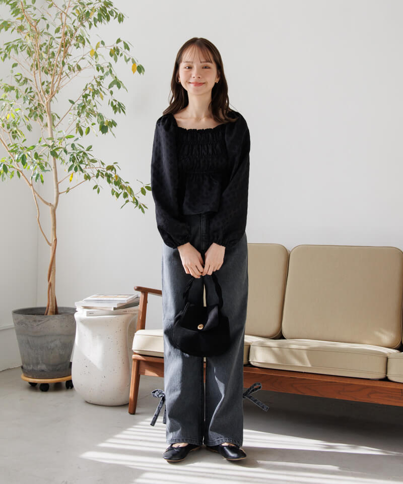 30%OFF】fleur shirring blouse～ﾌﾙｰﾙｼｬｰﾘﾝｸﾞﾌﾞﾗｳｽ | flower