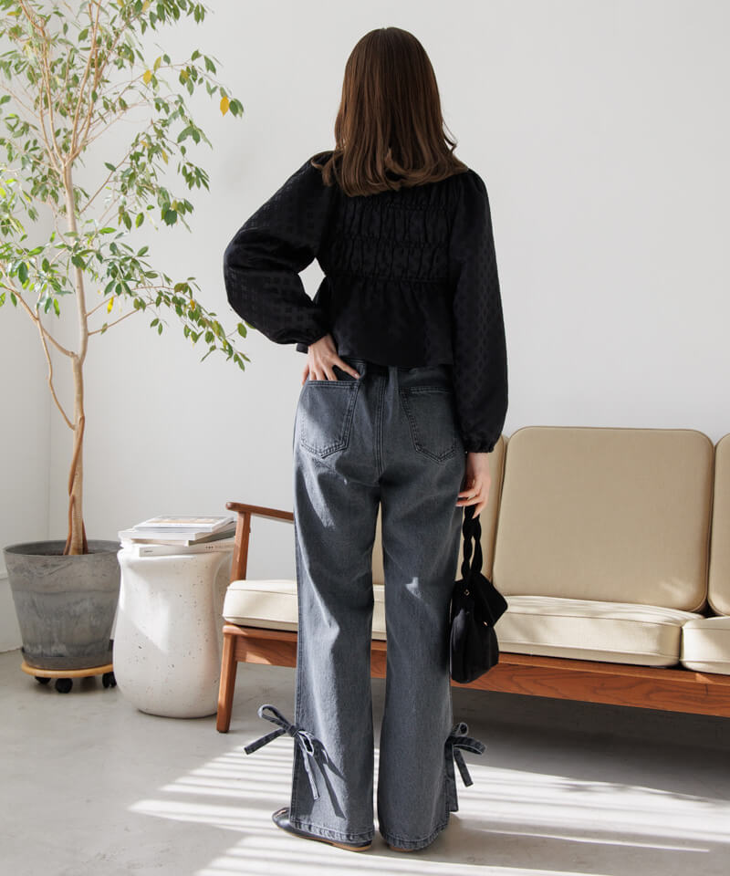 30%OFF】fleur shirring blouse～ﾌﾙｰﾙｼｬｰﾘﾝｸﾞﾌﾞﾗｳｽ | flower