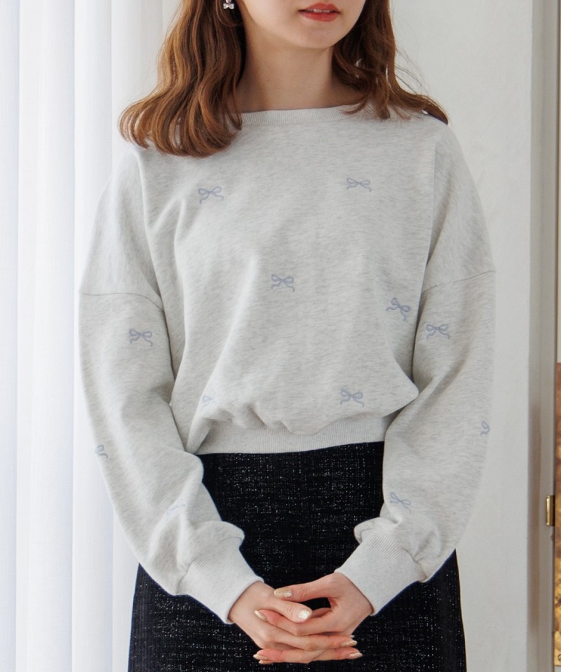 【40%OFF】charming ribbon sweat～ﾁｬｰﾐﾝｸﾞﾘﾎﾞﾝｽｳｪｯﾄ | flower／フラワー公式通販