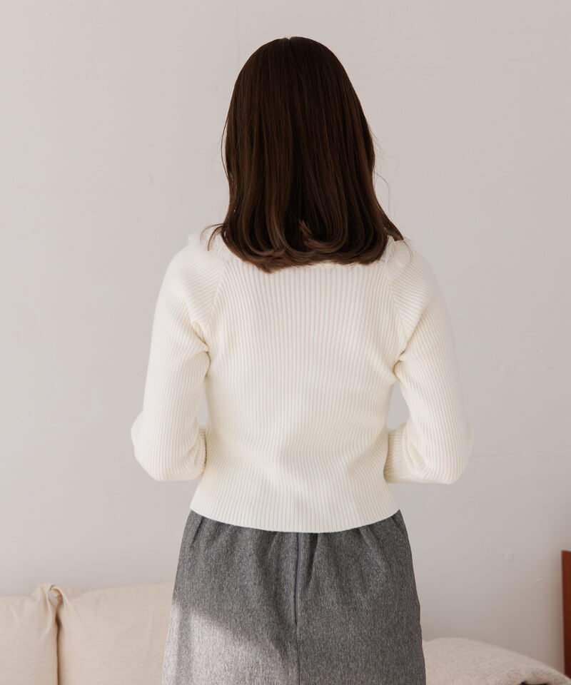 【新品未使用】Fleur frill knit tops（ivory） ANDMARY】Fleur frill knit tops