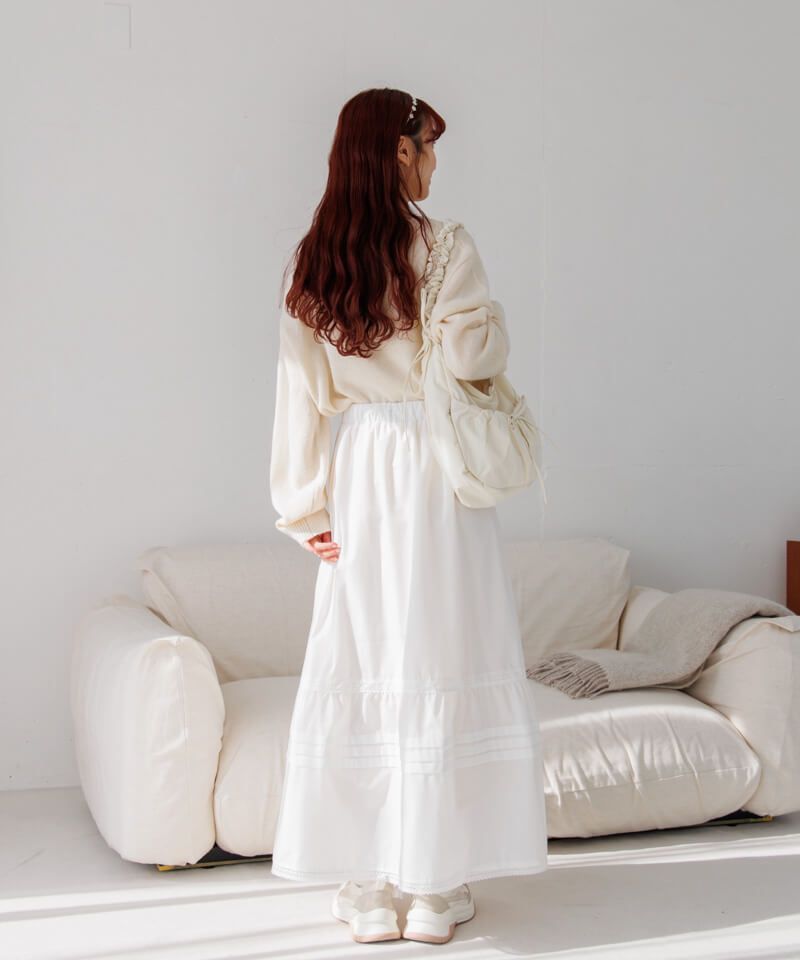 20%OFF】cotton tuck skirt～ｺｯﾄﾝﾀｯｸｽｶｰﾄ | flower／フラワー