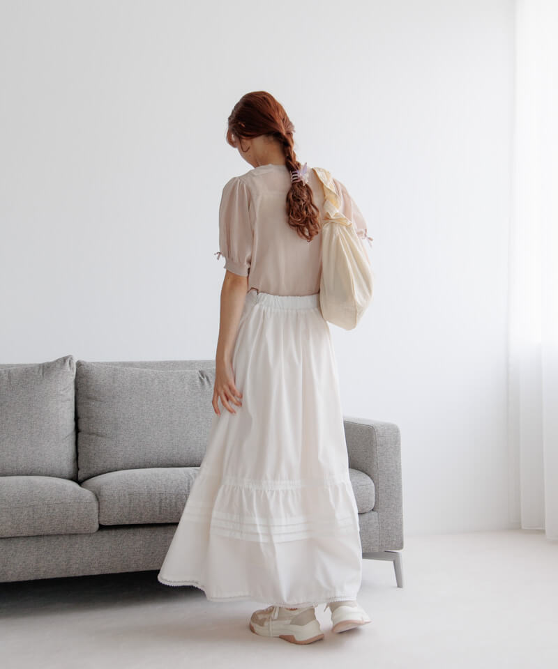 20%OFF】cotton tuck skirt～ｺｯﾄﾝﾀｯｸｽｶｰﾄ | flower／フラワー