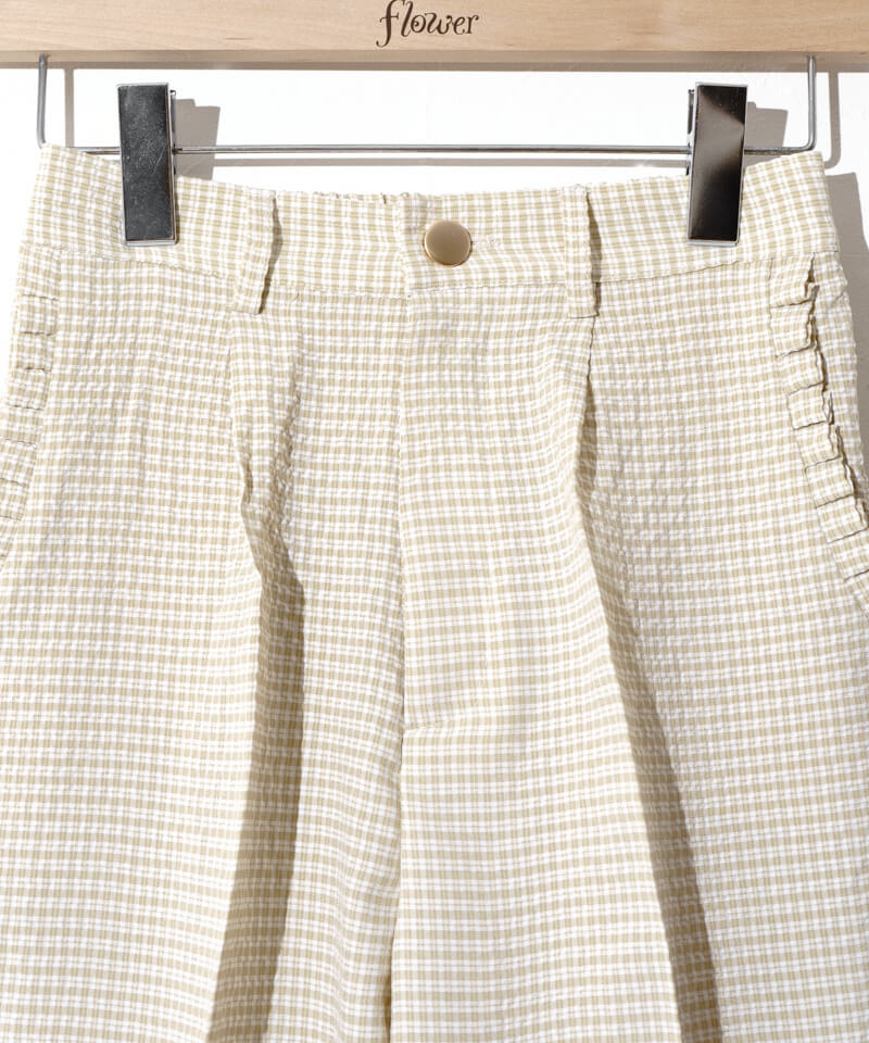 40%OFF】step gingham pants～ｽﾃｯﾌﾟｷﾞﾝｶﾞﾑﾊﾟﾝﾂ | flower