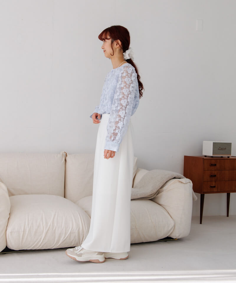 flower★今期フィールドブルームブラウス お花レース襟 花刺繍レース襟ブラウス ブルベ夏|ブラウス専門通販 Illdome
