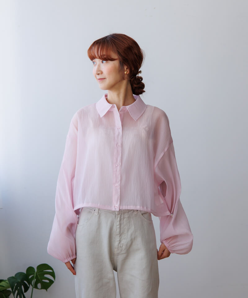 20%OFF】short sheer shirts～ｼｮｰﾄｼｱｰｼｬﾂ | flower／フラワー