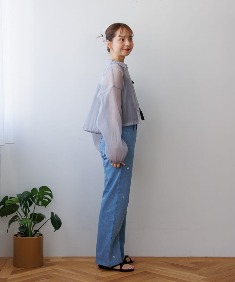 40%OFF】short sheer shirts～ｼｮｰﾄｼｱｰｼｬﾂ | flower／フラワー