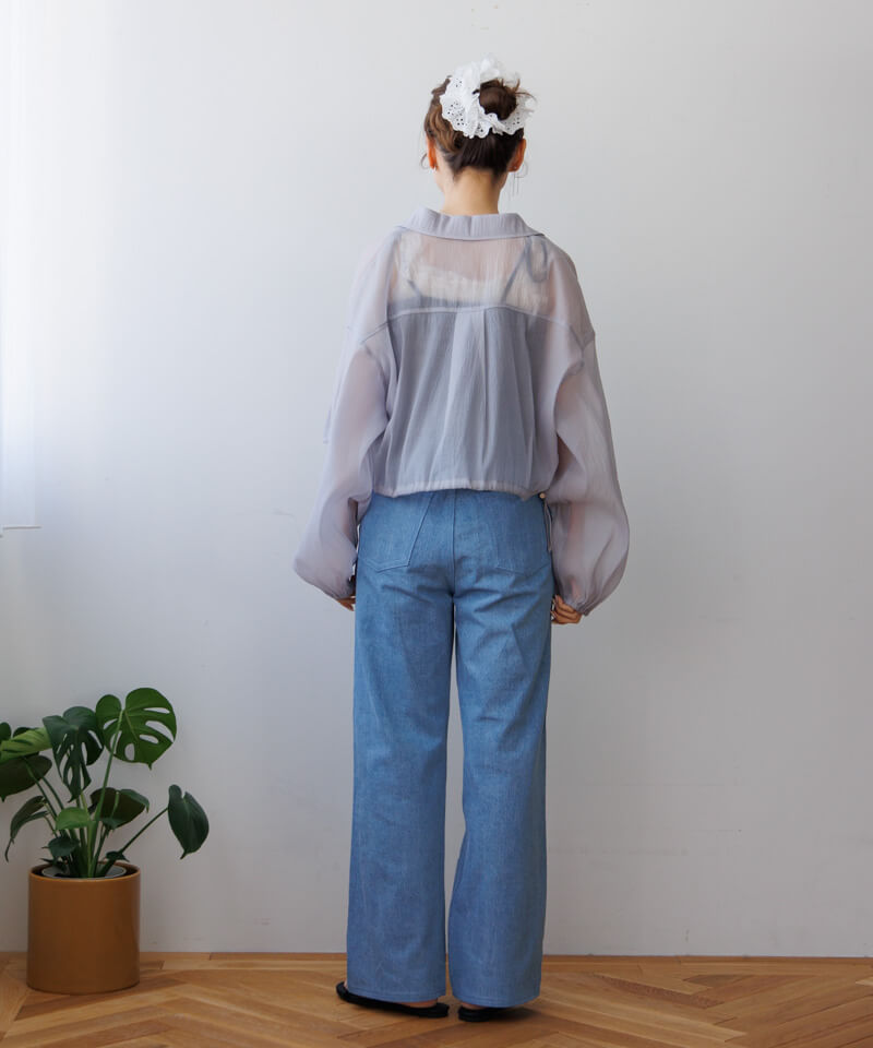 フラワー刺繍襟パフ袖ブラウス | POETIQUE | axes femme online shop