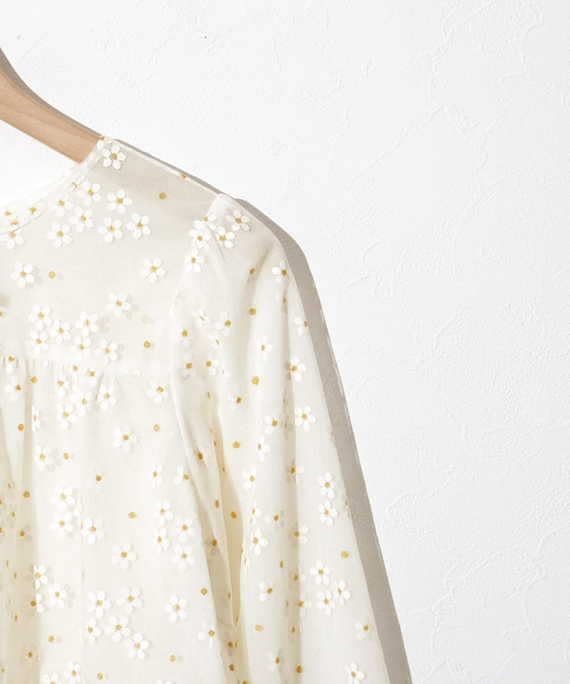 20%OFF】blossom tulle blouse～ﾌﾞﾛｯｻﾑﾁｭｰﾙﾌﾞﾗｳｽ | flower