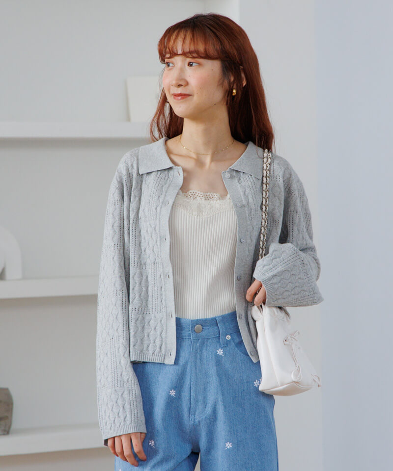 flower ニット ブラウス レーシートップ lacy polo top～ﾚｰｼｰﾎﾟﾛﾄｯﾌﾟ | flower／フラワー公式通販