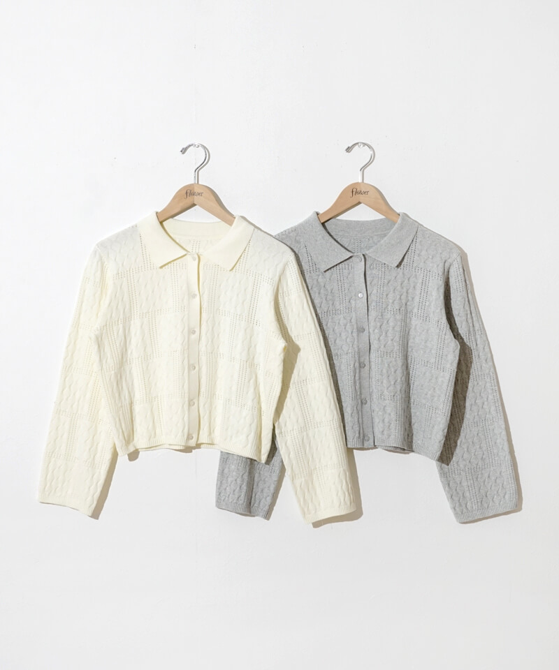 flower ニット ブラウス レーシートップ lacy polo top～ﾚｰｼｰﾎﾟﾛﾄｯﾌﾟ | flower／フラワー公式通販