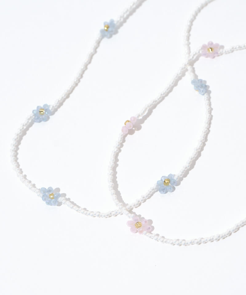 d801 再販　flower motif ビーズネックレス d801 再販 flower motif ビーズネックレス flower beads necklace