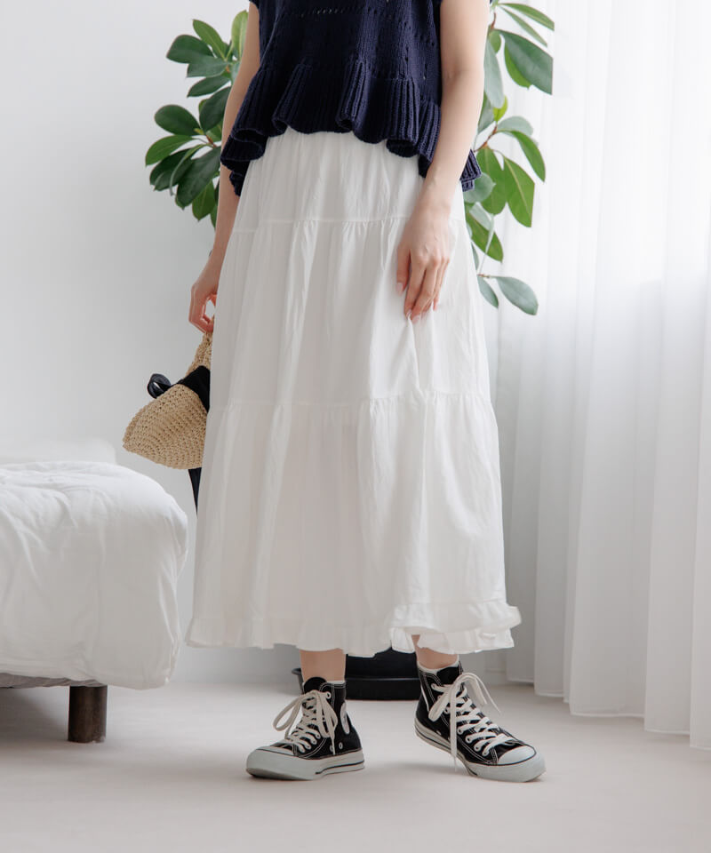 20%OFF】frill tiered skirt～ﾌﾘﾙﾃｨｱｰﾄﾞｽｶｰﾄ | flower／フラワー